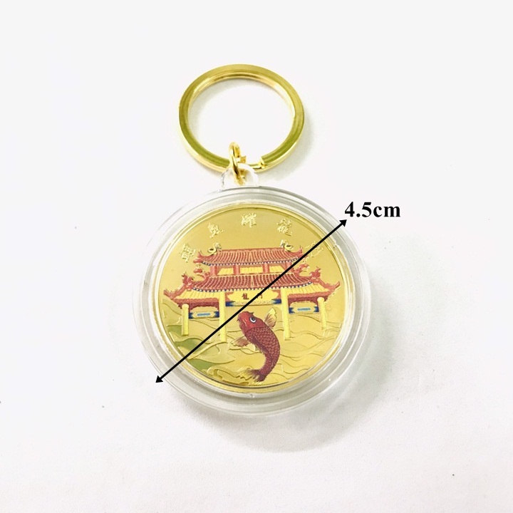 Móc Khóa Xu Cá Chép Vượt Vũ Môn In Màu - SP005198 